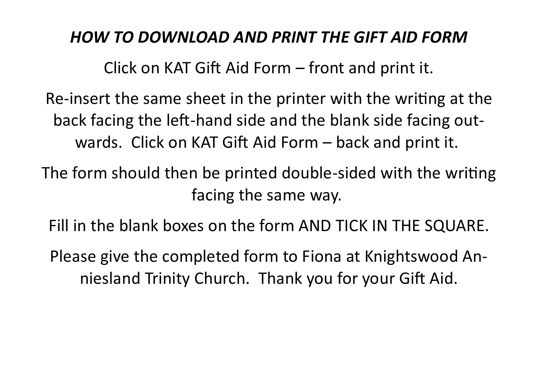 Gift aid instructions