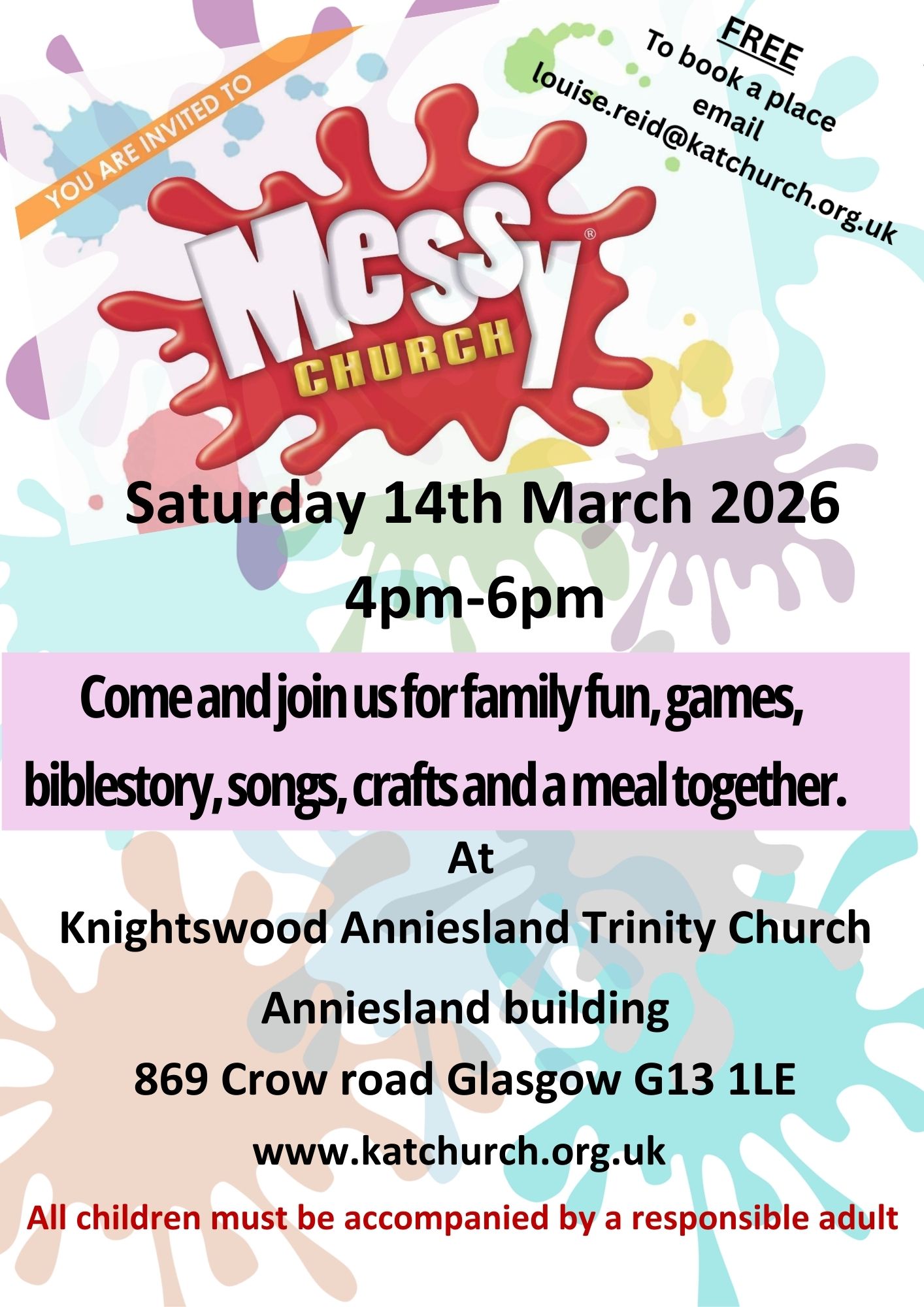 Messy Church poster 14th March 2026